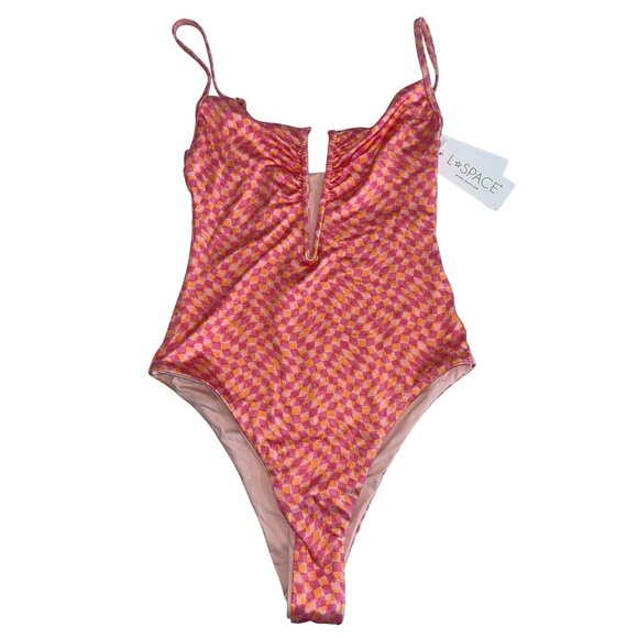 L*Space Printed Shimmer Roxanne One Piece in heat waves New Swimsuit - Picture 4 of 11
